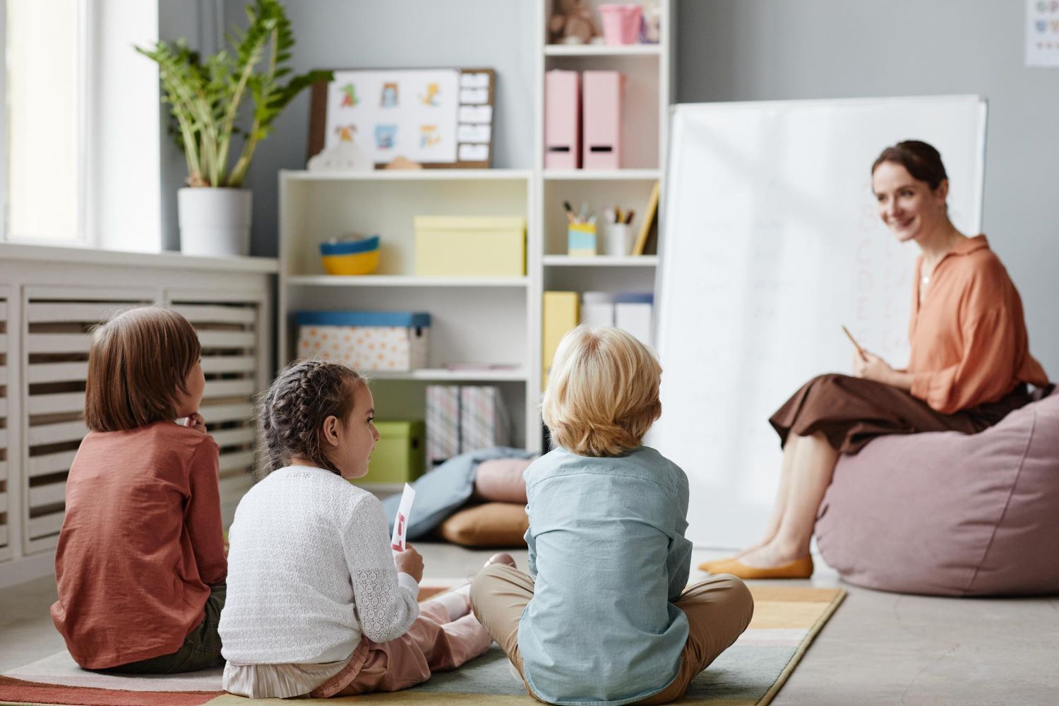 Group autism therapy session with children