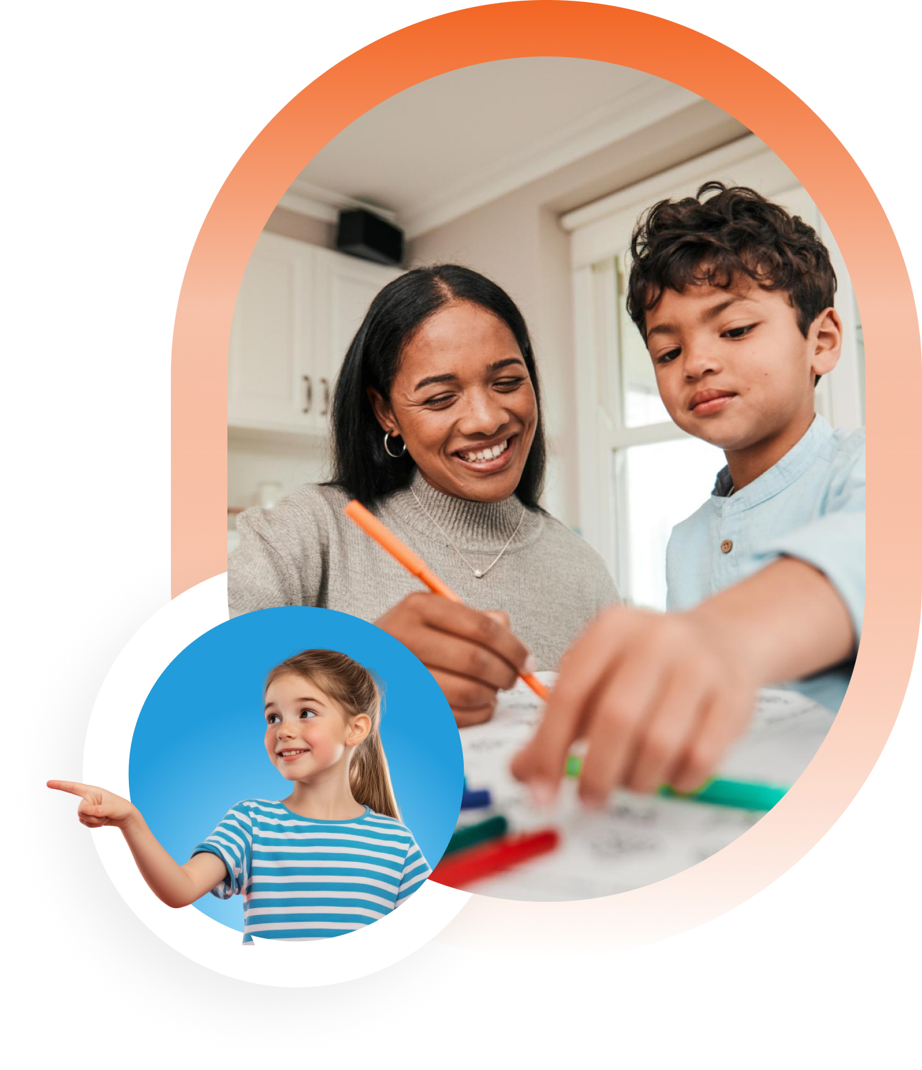 Therapist and child working together with a small overlay of another child