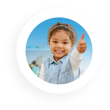 Happy child giving thumbs up
