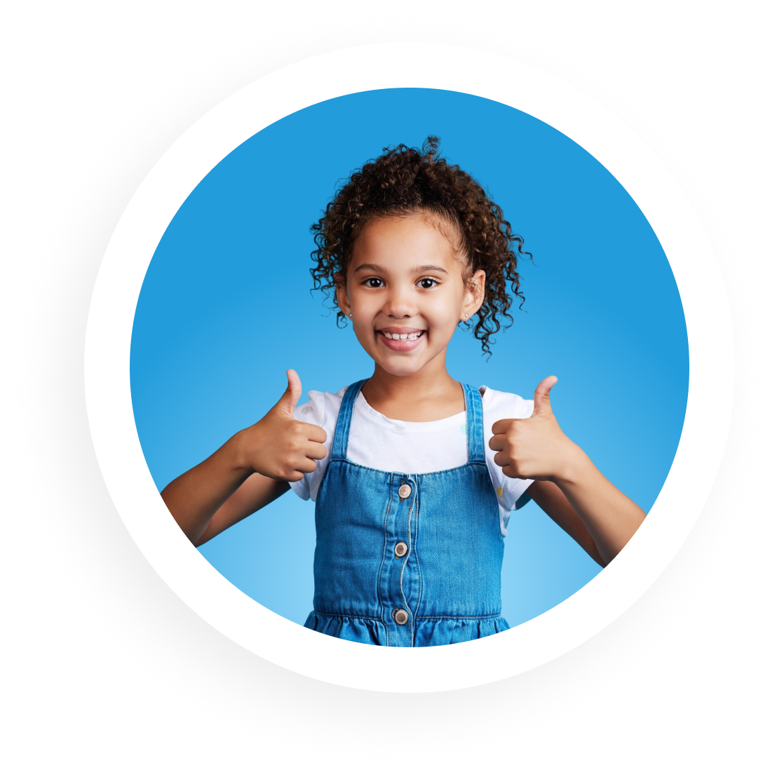 Happy child giving thumbs up